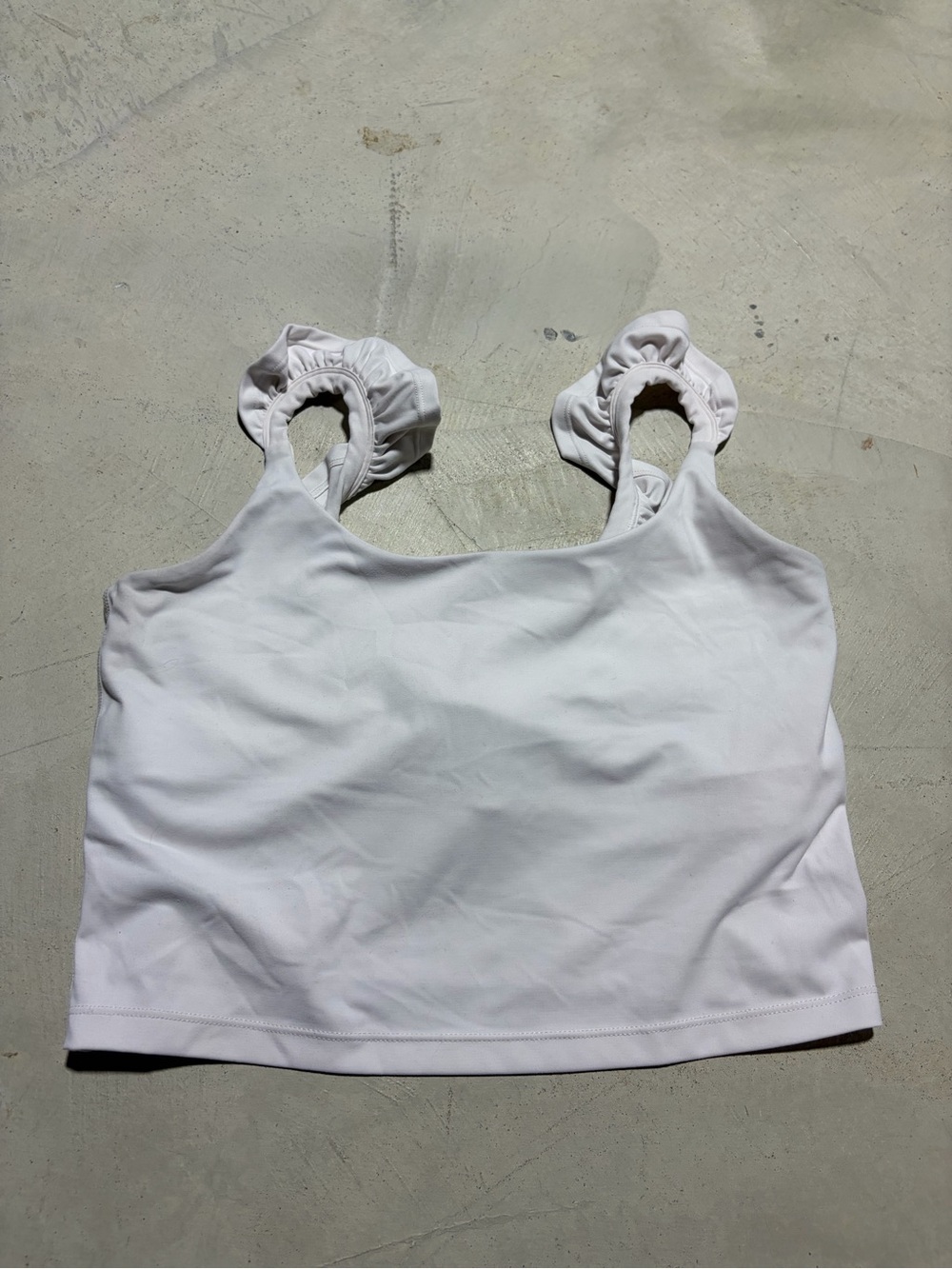 Blogilates White Ruffled Strap Crop Tank Top XL